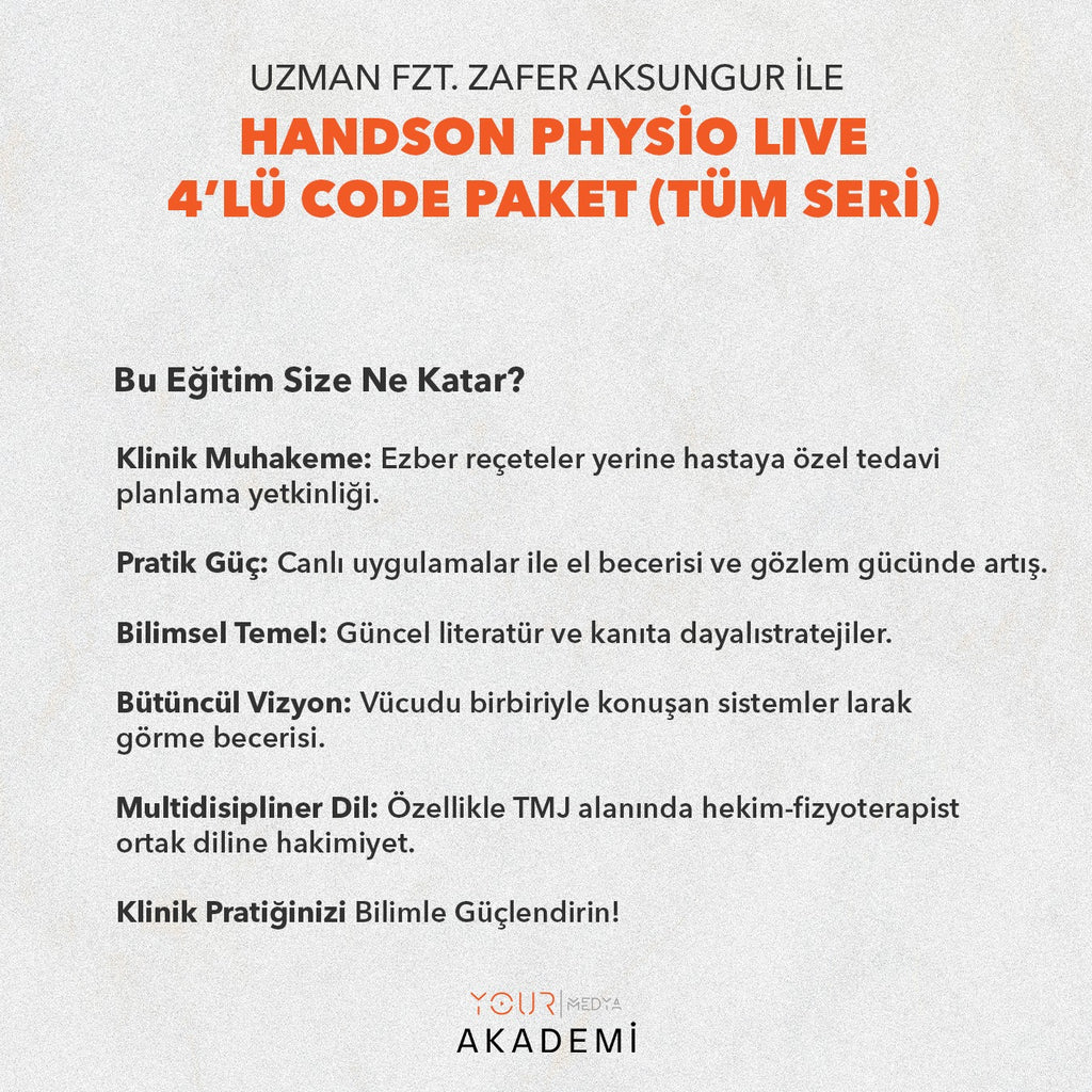 HandsOn Physio LIVE – 4’lü CODE Paket (Tüm Seri)-Zafer AKSUNGUR