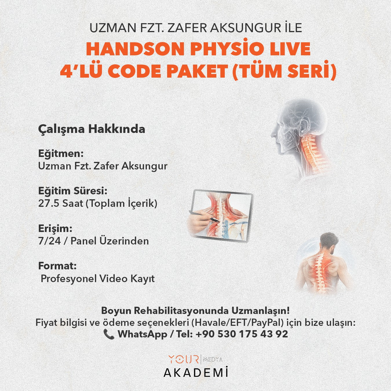HandsOn Physio LIVE – 4’lü CODE Paket (Tüm Seri)-Zafer AKSUNGUR