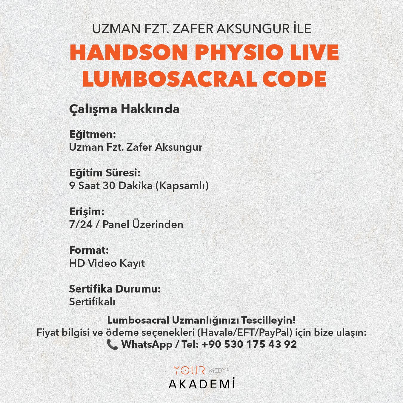 HandsOn Physio LIVE  – Lumbosacral Code-Zafer AKSUNGUR