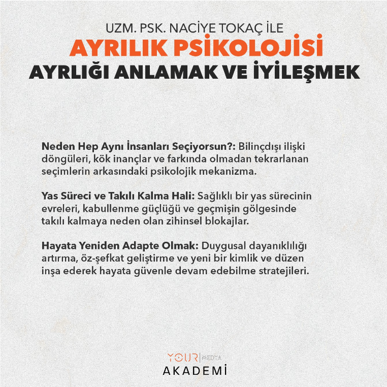 AYRILIK PSİKOLOJİSİ: AYRILIĞI ANLAMAK VE İYİLEŞMEK - UZM. PSK. NACİYE TOKAÇ