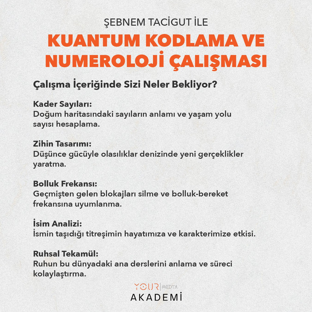 KUANTUM KODLAMA VE NUMEROLOJİ ÇALIŞMASI - ŞEBNEM TACİGUT - ONLİNE