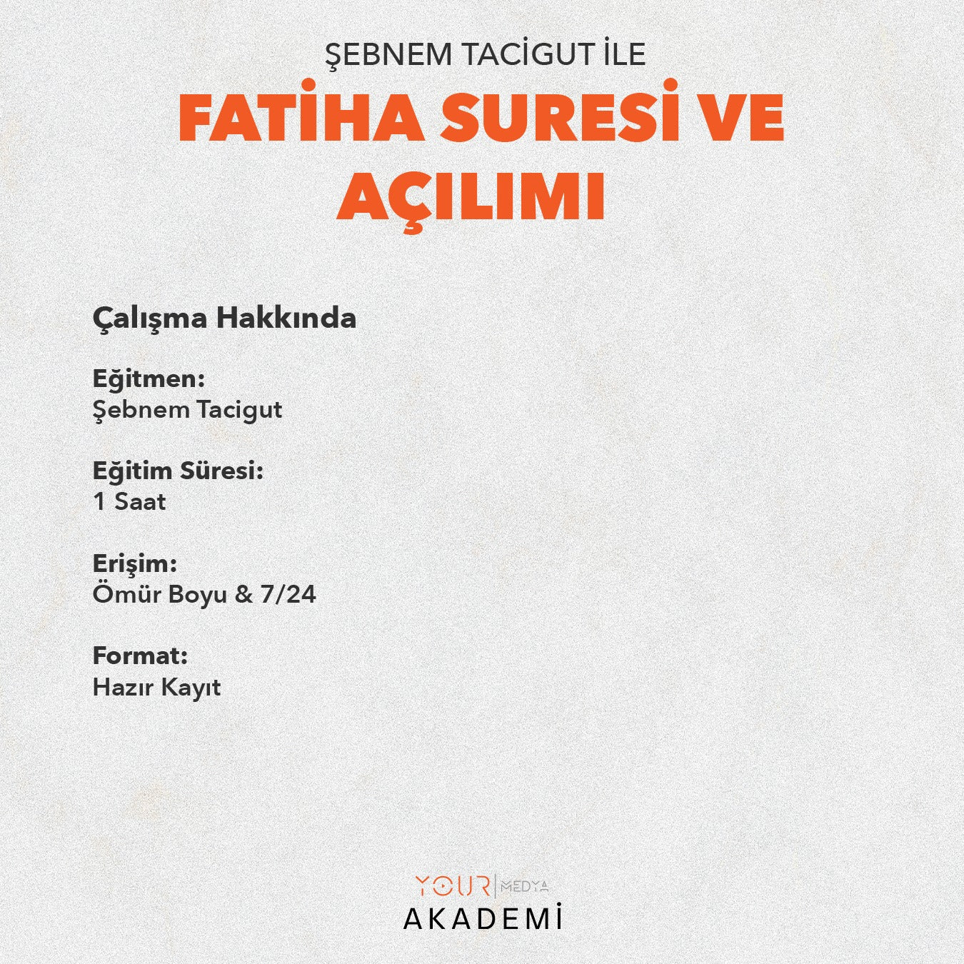 FATİHA SURESİ VE AÇILIMI - ŞEBNEM TACİGUT - (HAZIR KAYIT)