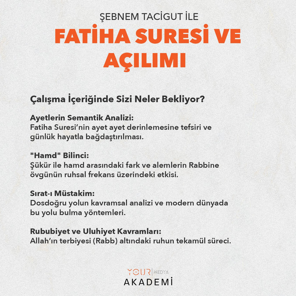 FATİHA SURESİ VE AÇILIMI - ŞEBNEM TACİGUT - (HAZIR KAYIT)