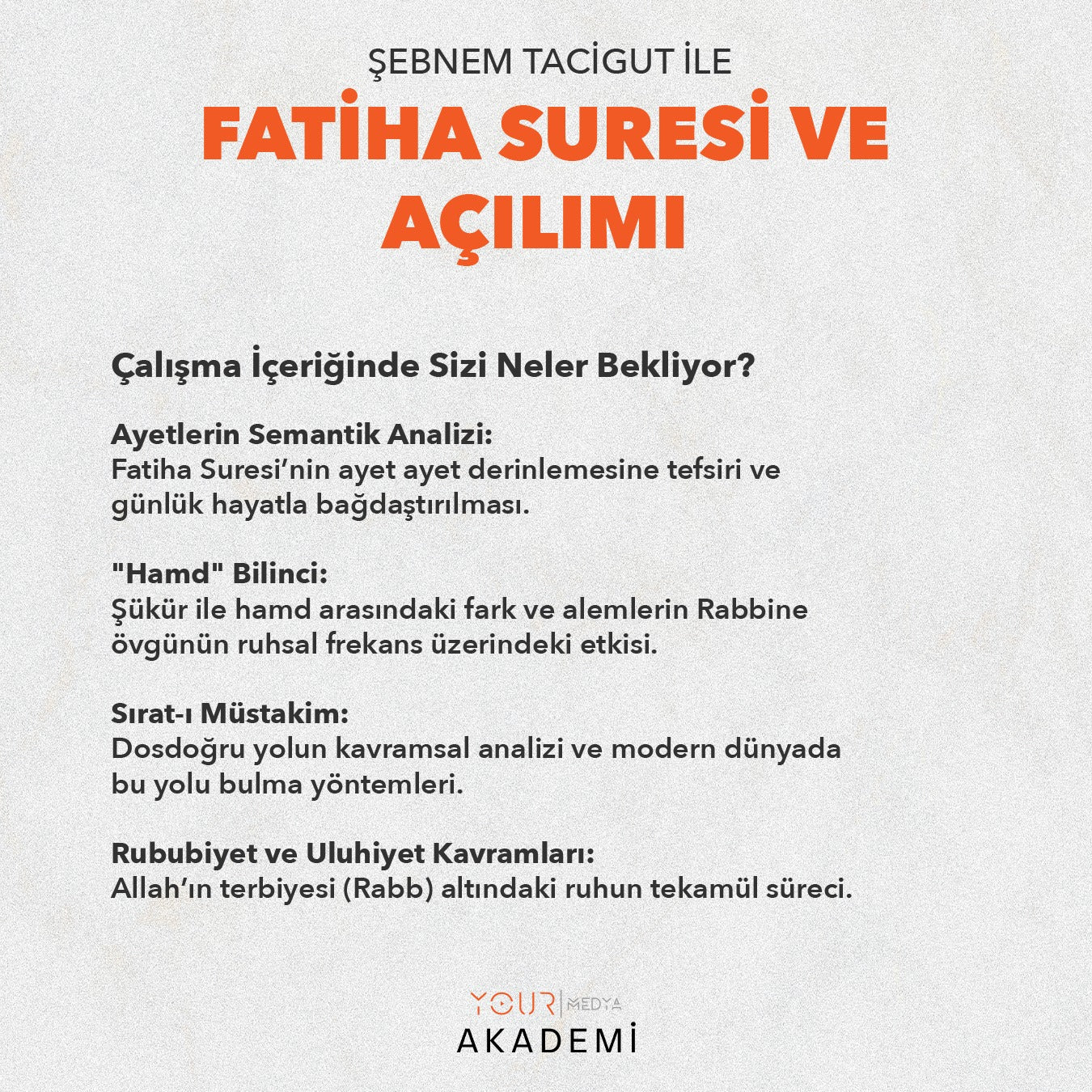 FATİHA SURESİ VE AÇILIMI - ŞEBNEM TACİGUT - (HAZIR KAYIT)