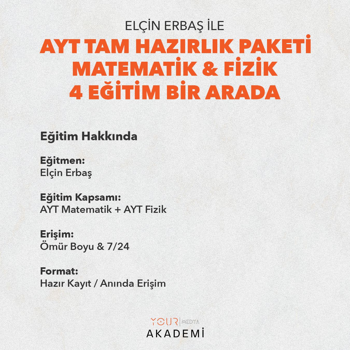Elçin Erbaş ile AYT Tam Hazırlık Paketi — Matematik & Fizik (4'lü Dev Paket)