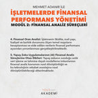 İŞLETMELERDE FİNANSAL PERFORMANS YÖNETİMİ MODÜL 2: FİNANSAL ANALİZ SÜREÇLERİ - MEHMET ADANIR