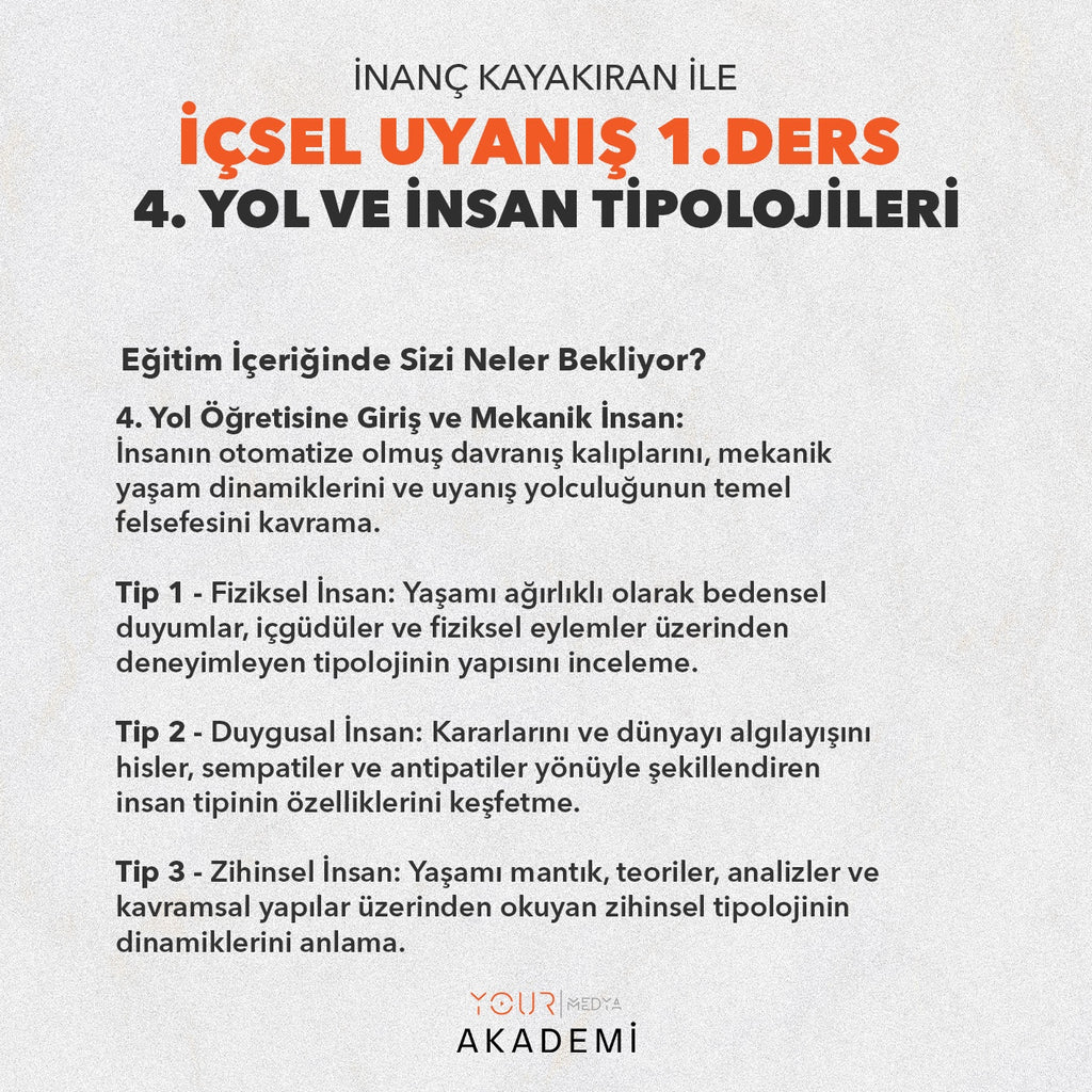 İÇSEL UYANIŞ 1. DERS: 4. YOL VE İNSAN TİPOLOJİLERİ - İNANÇ KAYAKIRAN