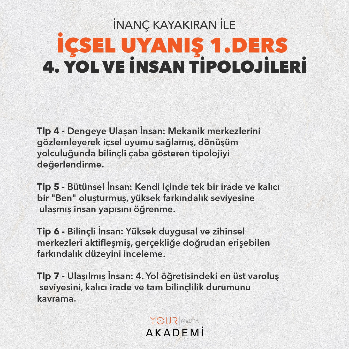 İÇSEL UYANIŞ 1. DERS: 4. YOL VE İNSAN TİPOLOJİLERİ - İNANÇ KAYAKIRAN