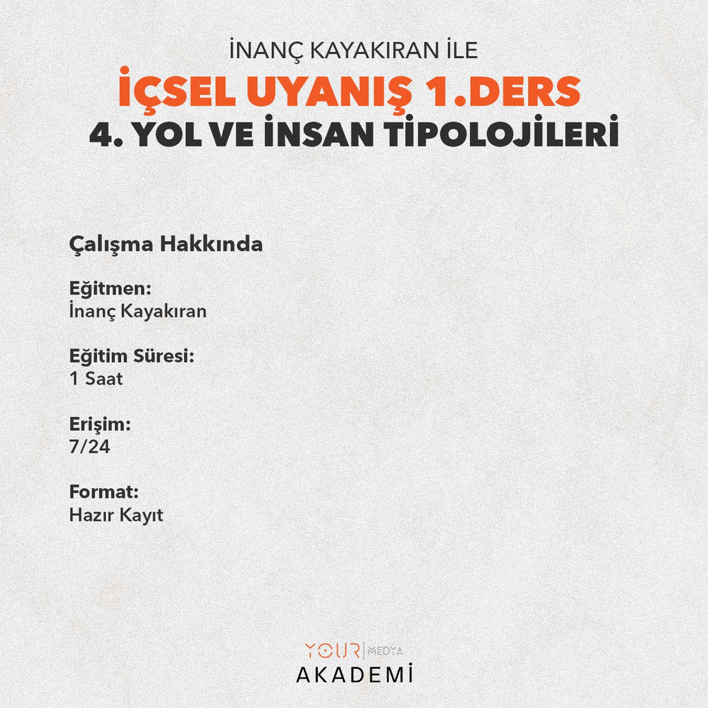 İÇSEL UYANIŞ 1. DERS: 4. YOL VE İNSAN TİPOLOJİLERİ - İNANÇ KAYAKIRAN