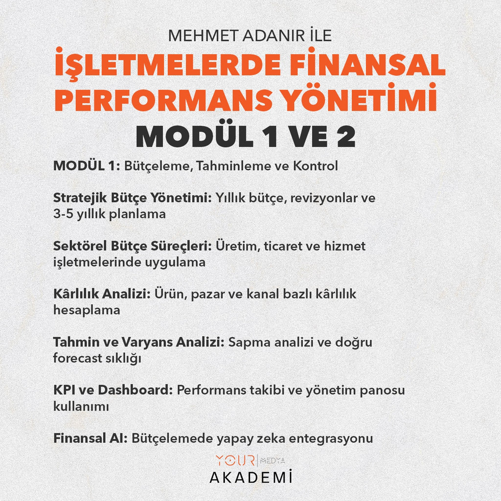 İŞLETMELERDE FİNANSAL PERFORMANS YÖNETİMİ MODÜL 1 VE 2 - MEHMET ADANIR