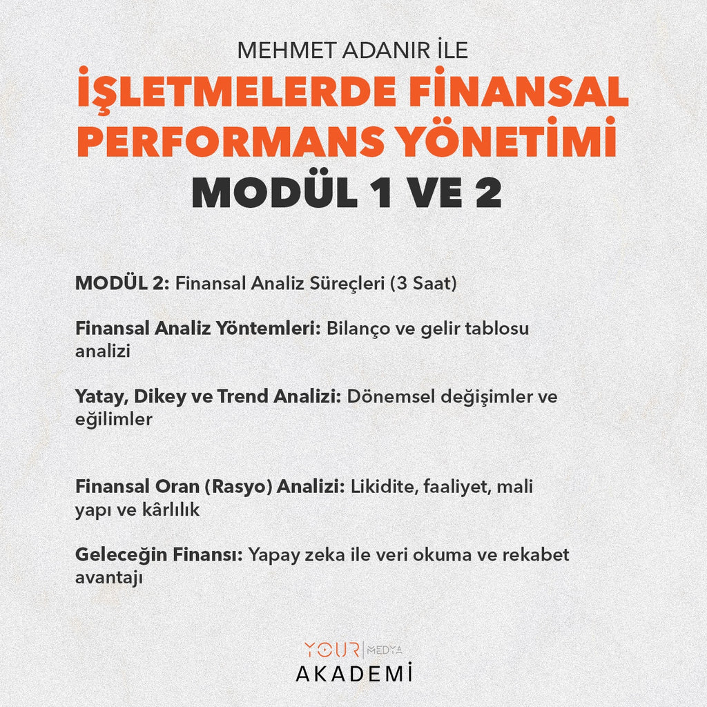 İŞLETMELERDE FİNANSAL PERFORMANS YÖNETİMİ MODÜL 1 VE 2 - MEHMET ADANIR