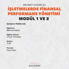 İŞLETMELERDE FİNANSAL PERFORMANS YÖNETİMİ MODÜL 1 VE 2 - MEHMET ADANIR