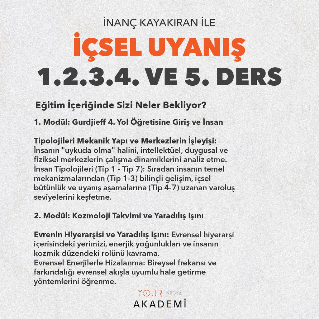 İÇSEL UYANIŞ KAPSAMLI EĞİTİM PAKETİ (1, 2, 3, 4 VE 5. DERS) - İNANÇ KAYAKIRAN