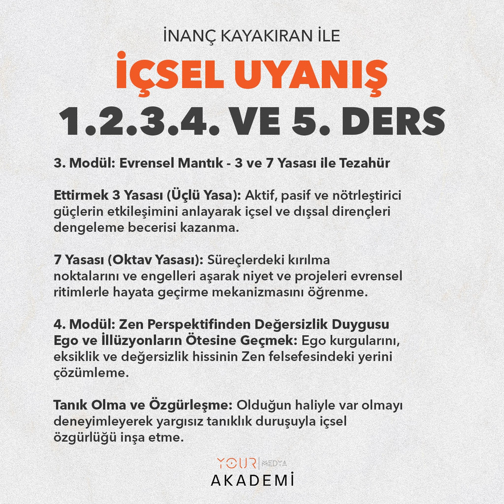 İÇSEL UYANIŞ KAPSAMLI EĞİTİM PAKETİ (1, 2, 3, 4 VE 5. DERS) - İNANÇ KAYAKIRAN