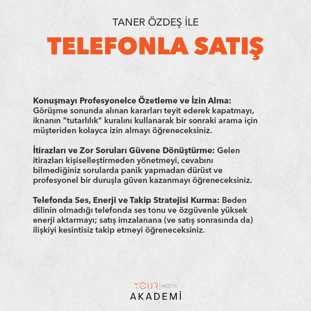 TELEFONLA SATIŞ - TANER ÖZDEŞ