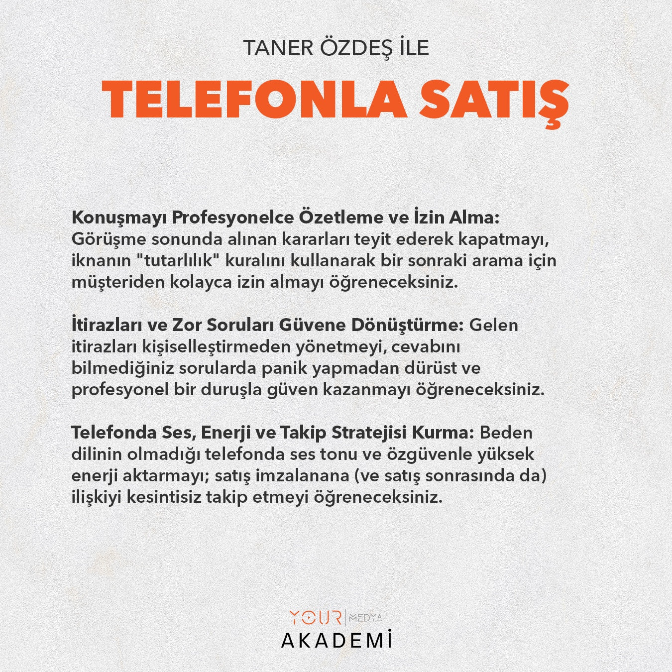 TELEFONLA SATIŞ - TANER ÖZDEŞ