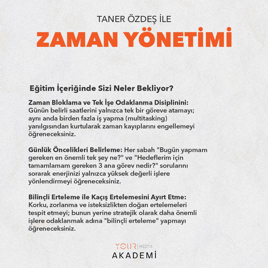 ZAMAN YÖNETİMİ - TANER ÖZDEŞ