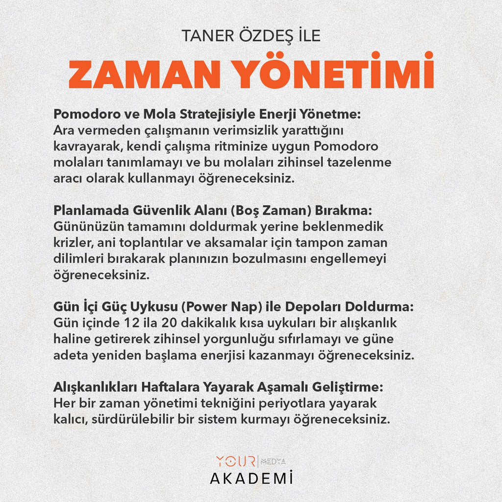 ZAMAN YÖNETİMİ - TANER ÖZDEŞ