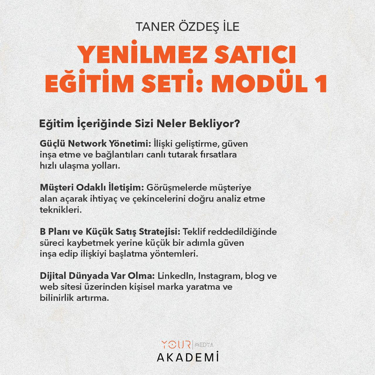 YENİLMEZ SATICI EĞİTİM SETİ: MODÜL 1 - TANER ÖZDEŞ