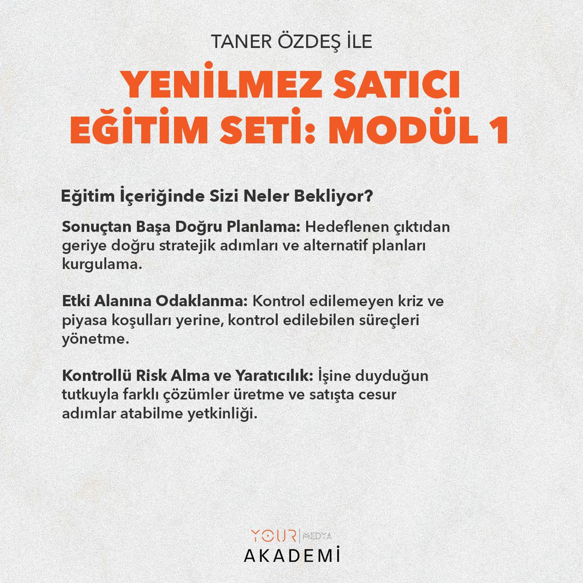 YENİLMEZ SATICI EĞİTİM SETİ: MODÜL 1 - TANER ÖZDEŞ