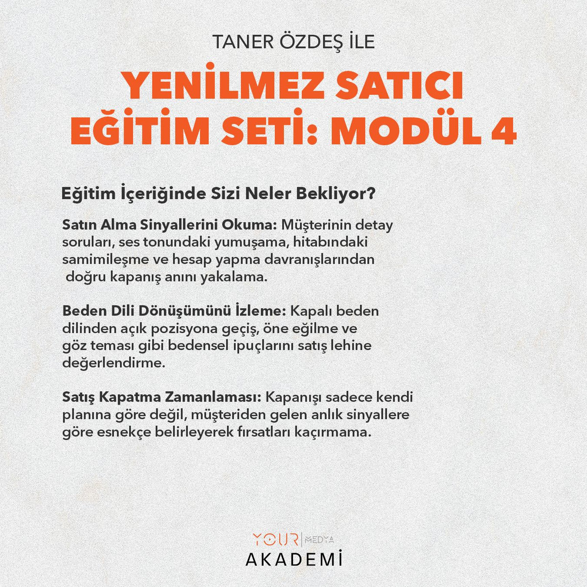 YENİLMEZ SATICI EĞİTİM SETİ: MODÜL 4 - TANER ÖZDEŞ