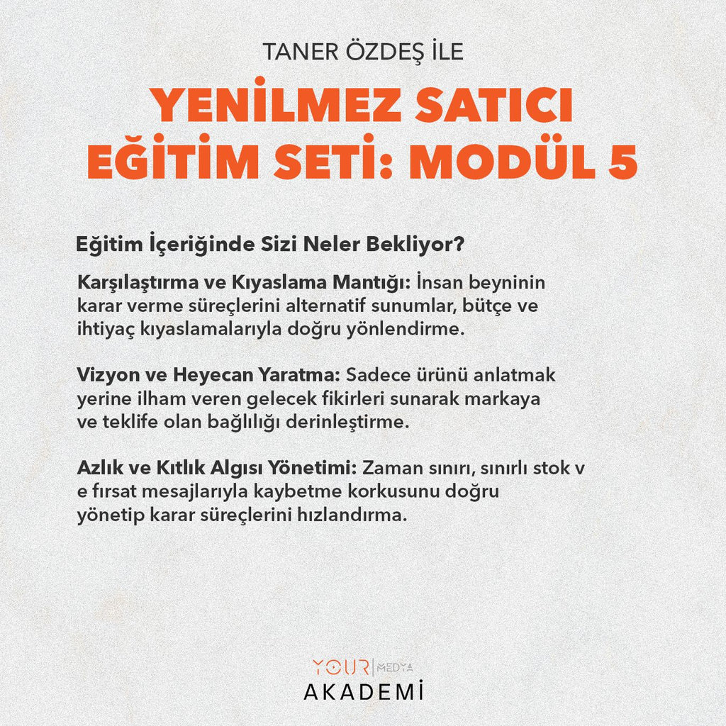 YENİLMEZ SATICI EĞİTİM SETİ: MODÜL 5 - TANER ÖZDEŞ