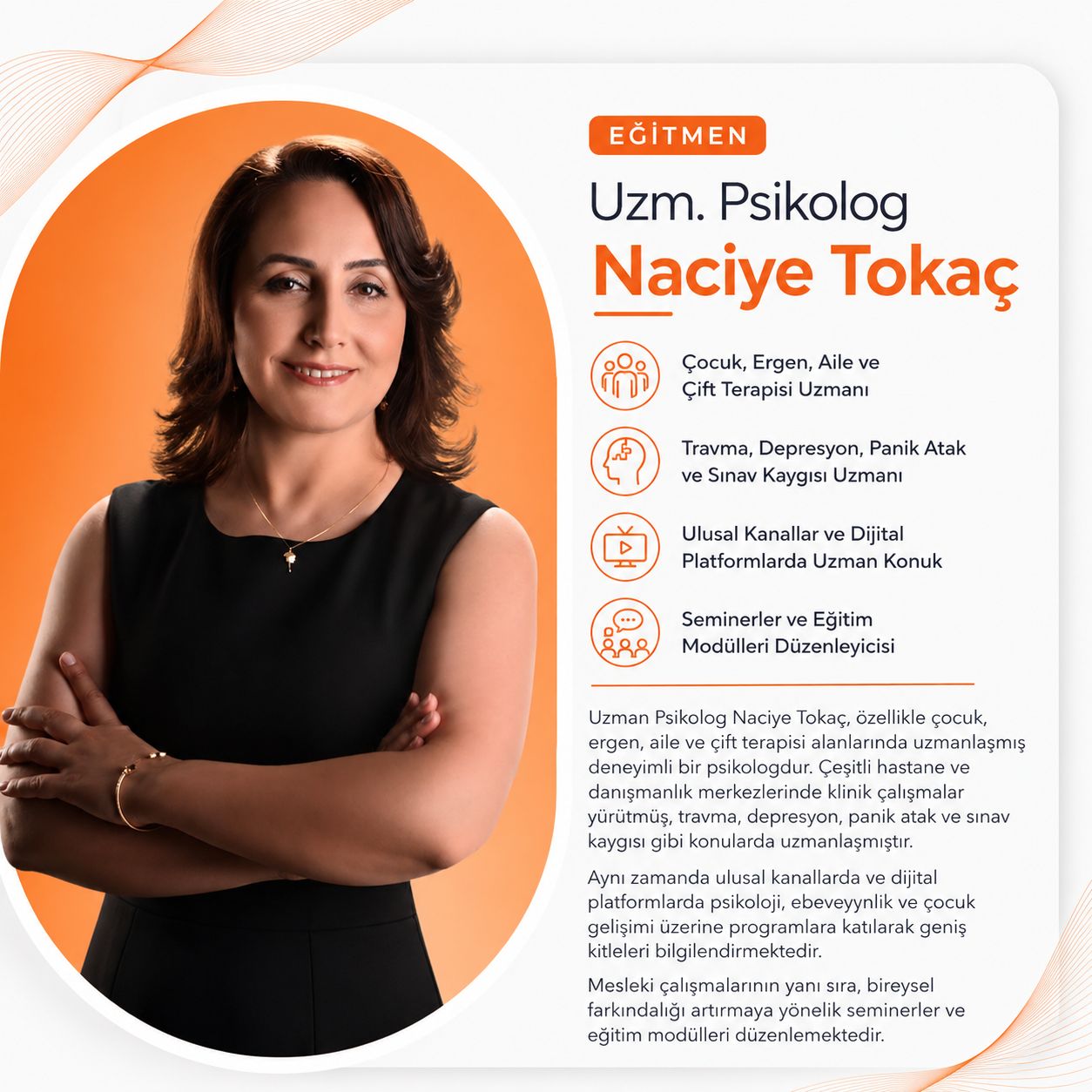 Uzm. Psk. Naciye Tokaç — çocuk, ergen ve aile terapisi uzmanı